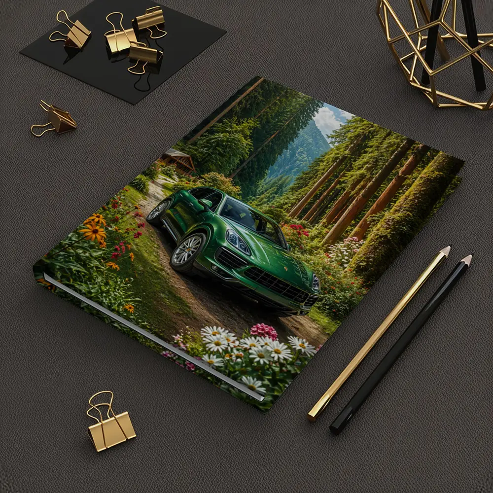Porsche Cayenne Green SUV Forest Setting – Notebooks