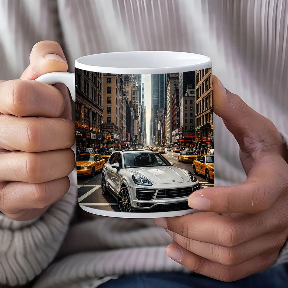 Porsche Cayenne Cruising New York City Streets – Mugs