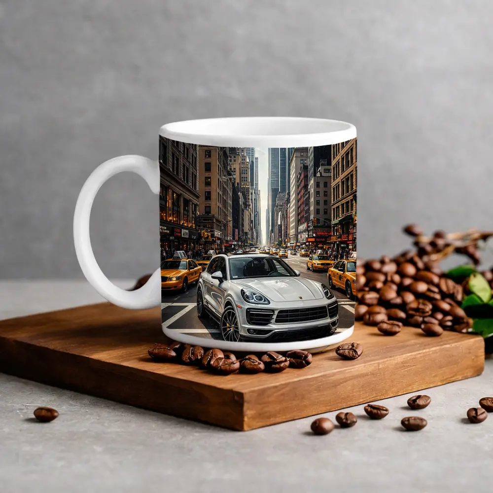 Porsche Cayenne Cruising New York City Streets – Mugs