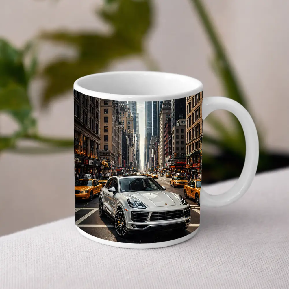 Porsche Cayenne Cruising New York City Streets – Mugs