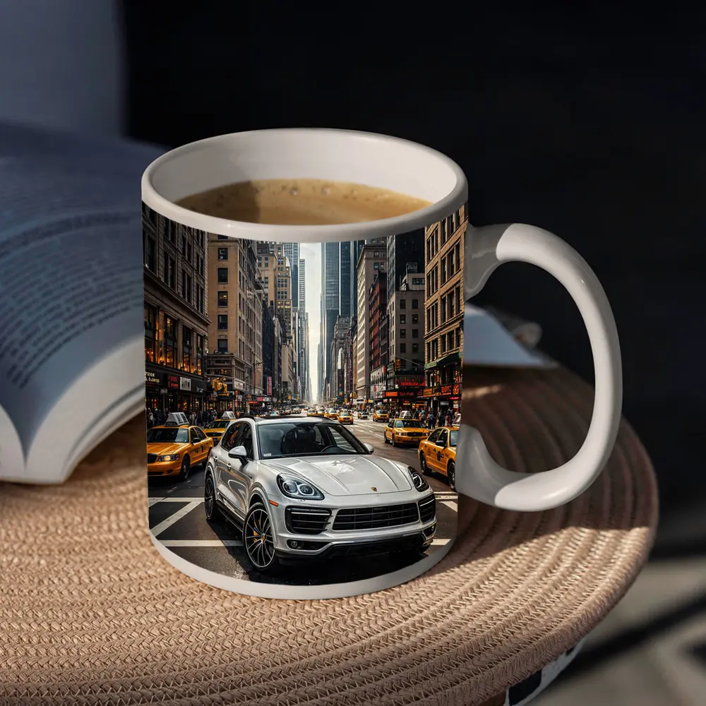 Porsche Cayenne Cruising New York City Streets – Mugs