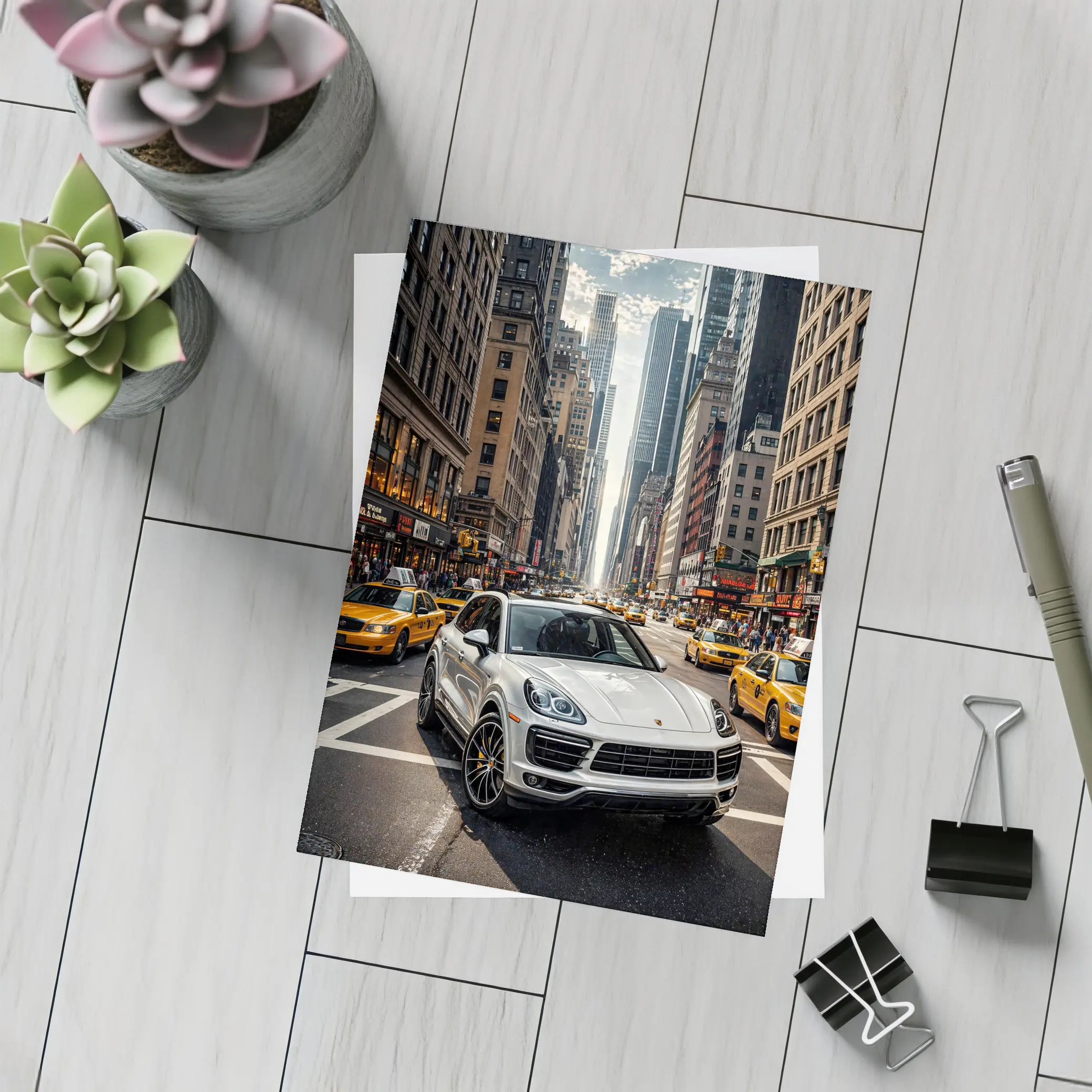 Porsche Cayenne Cruising New York City Streets – Postcards
