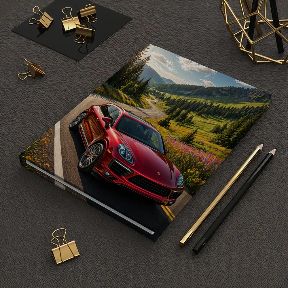 Red Porsche Cayenne Mountain Road Drive – Notebooks