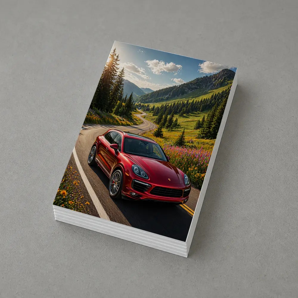 Red Porsche Cayenne Mountain Road Drive – Postcards