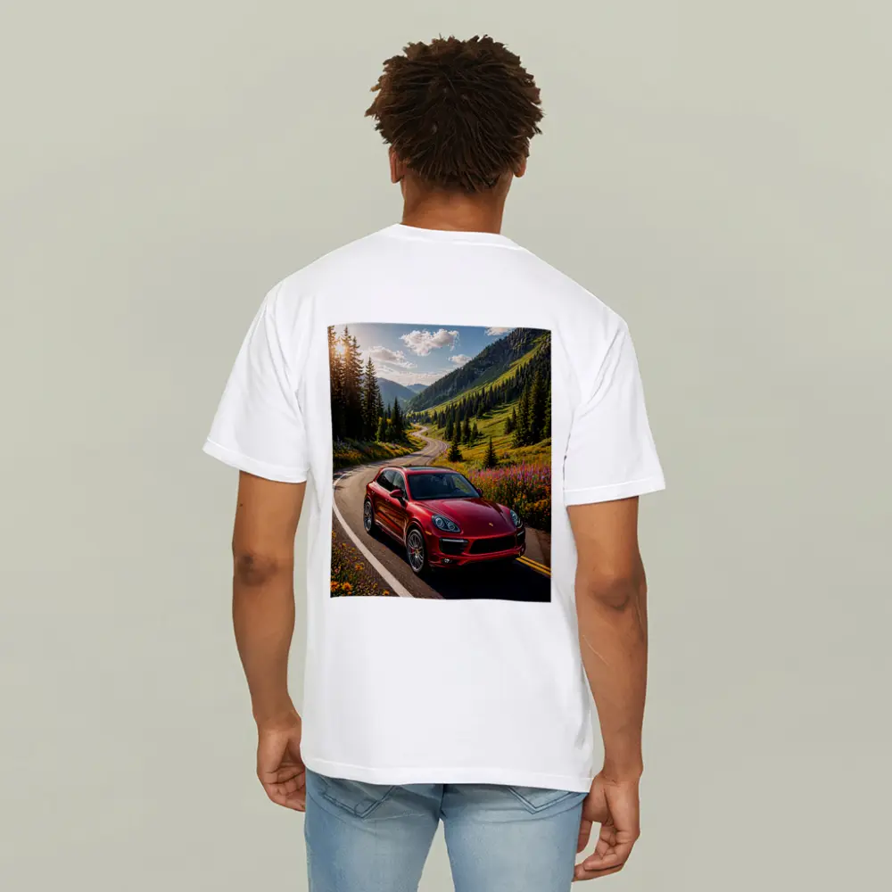 Red Porsche Cayenne Mountain Road Drive – T-Shirts