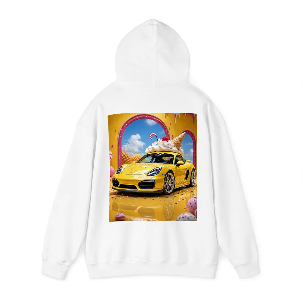 Porsche Cayman Yellow Ice Cream Fantasy Scene – Hoodies