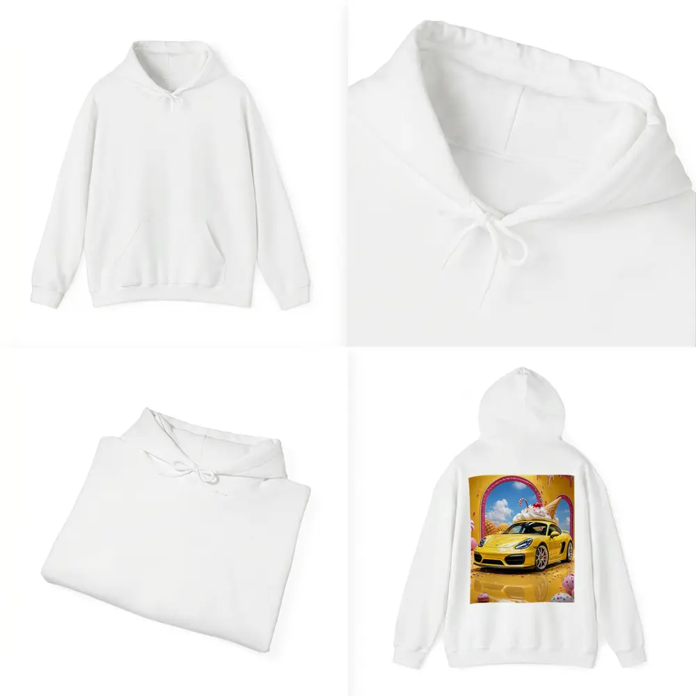 Porsche Cayman Yellow Ice Cream Fantasy Scene – Hoodies