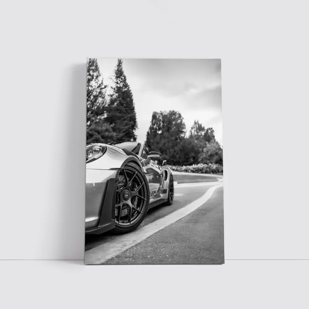 Porsche GT3 RS Black White Road Shot – Wall Art