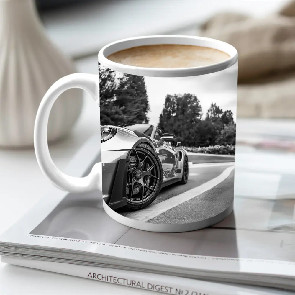 Porsche GT3 RS Black White Road Shot – Mugs
