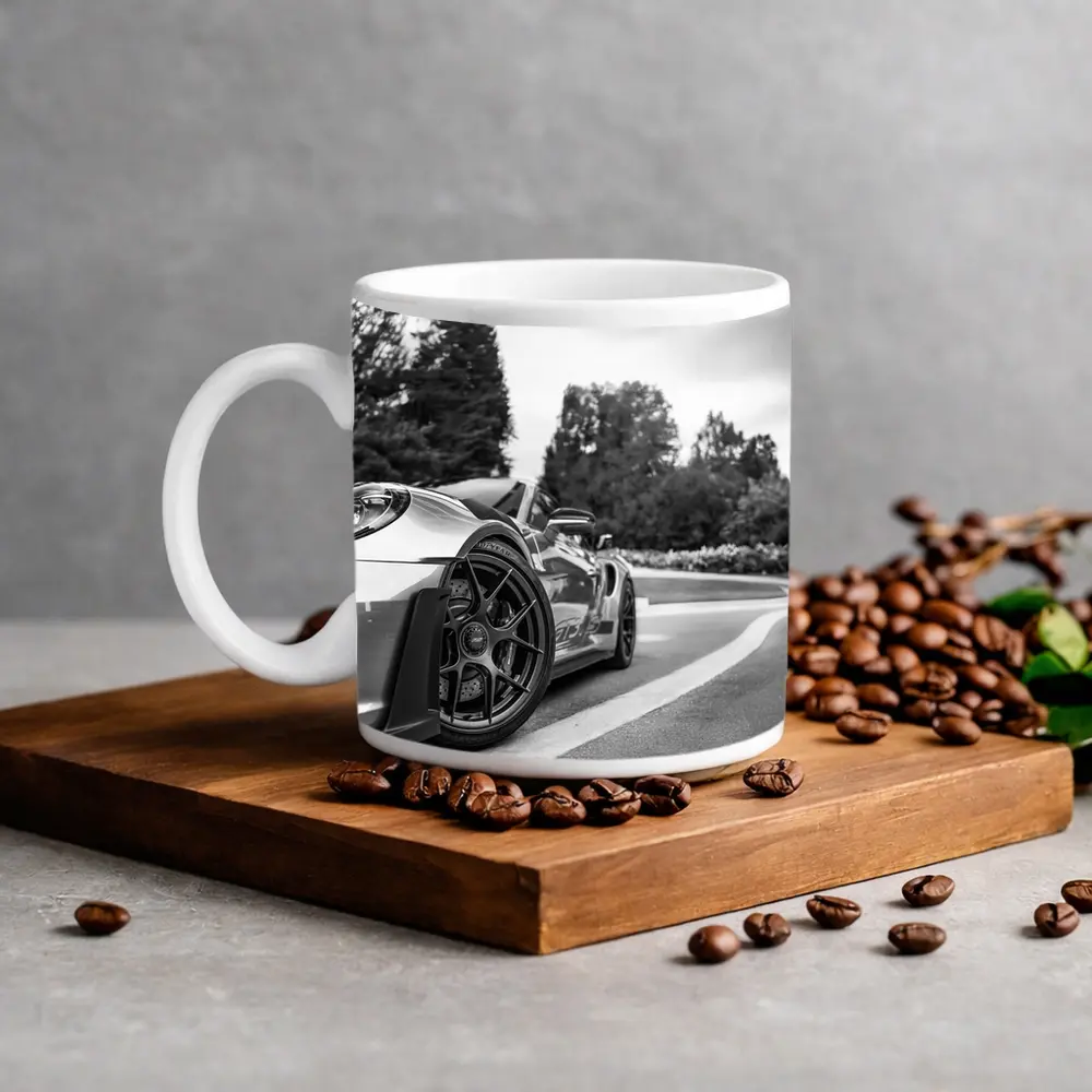 Porsche GT3 RS Black White Road Shot – Mugs