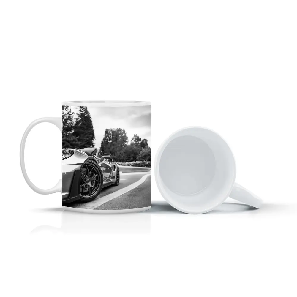 Porsche GT3 RS Black White Road Shot – Mugs