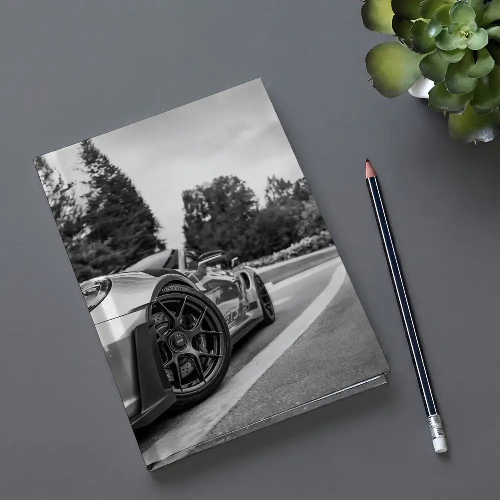 Porsche GT3 RS Black White Road Shot – Notebooks