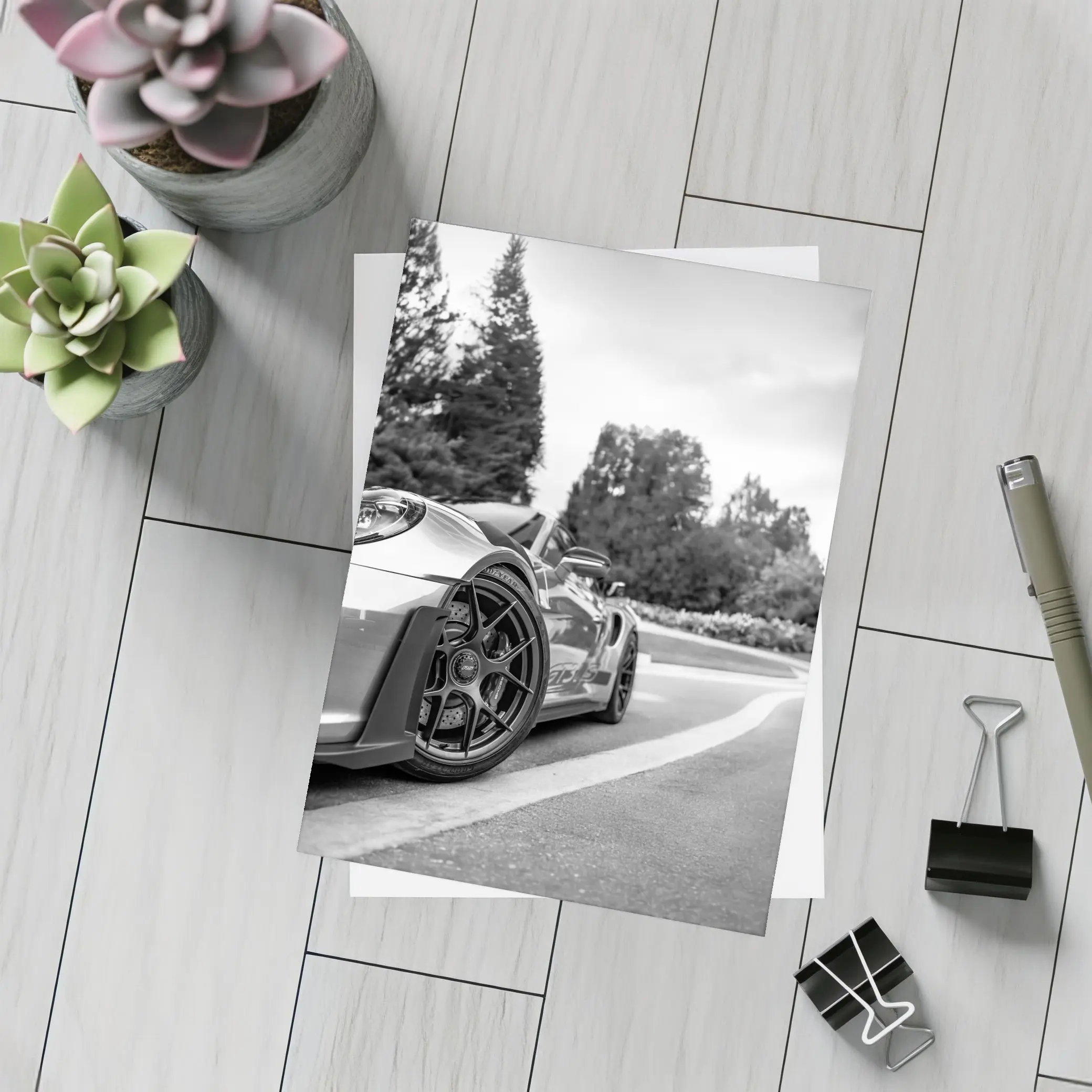 Porsche GT3 RS Black White Road Shot – Postcards