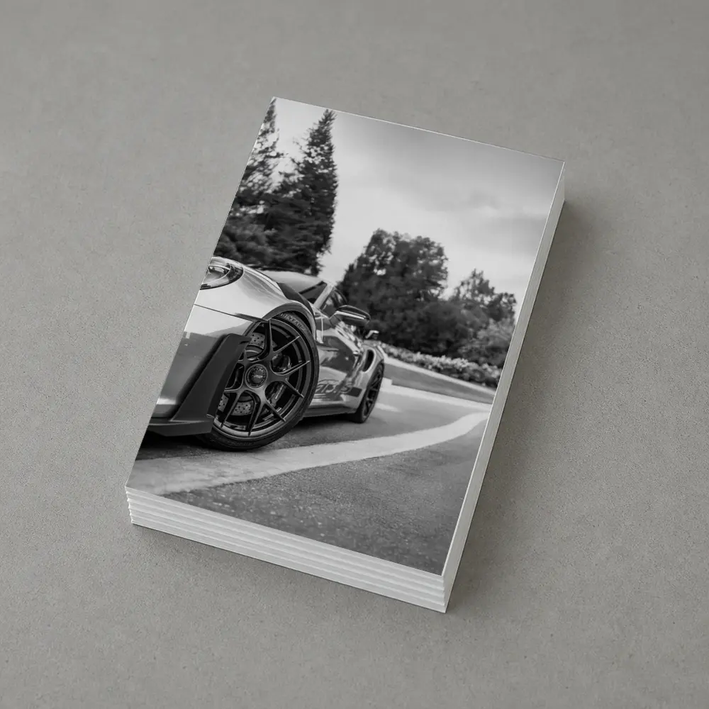 Porsche GT3 RS Black White Road Shot – Postcards