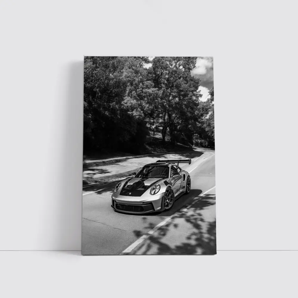 Porsche 911 GT3 RS Black White Road – Wall Art