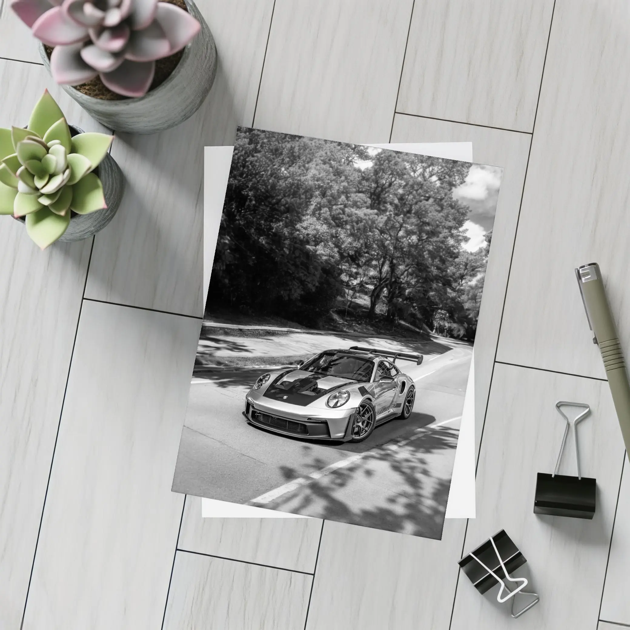 Porsche 911 GT3 RS Black White Road – Postcards