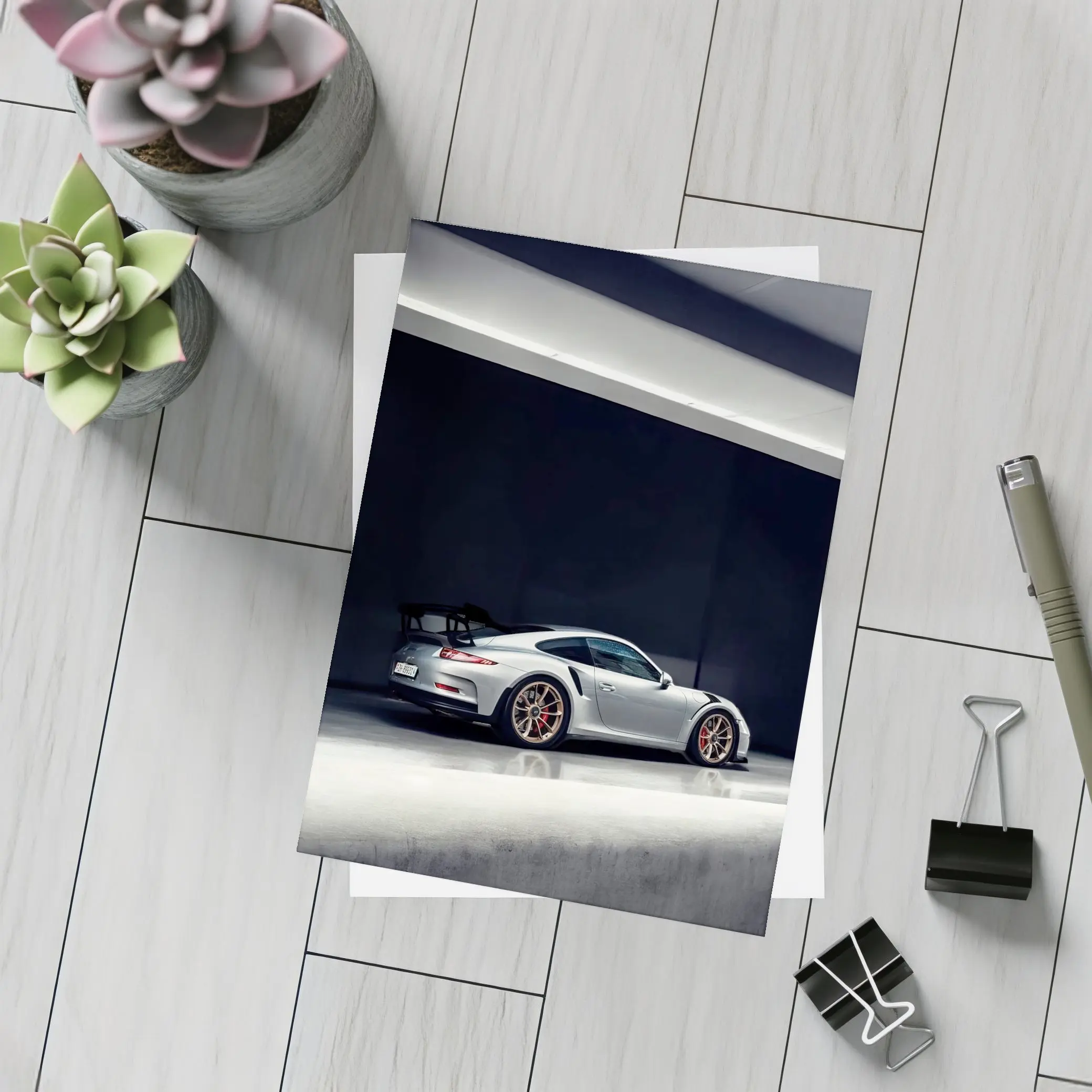 Porsche 911 GT3 RS Silver Garage – Postcards