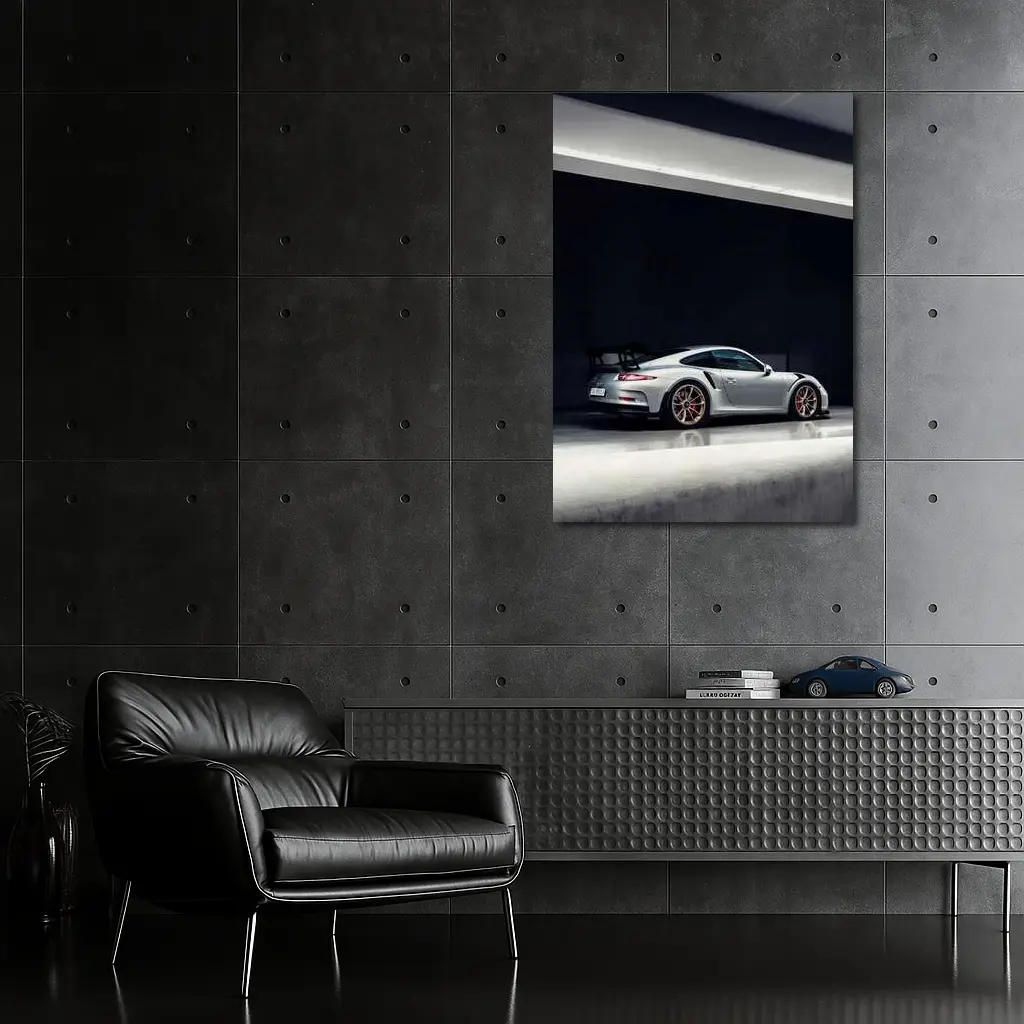 Porsche 911 GT3 RS Silver Garage – Wall Art