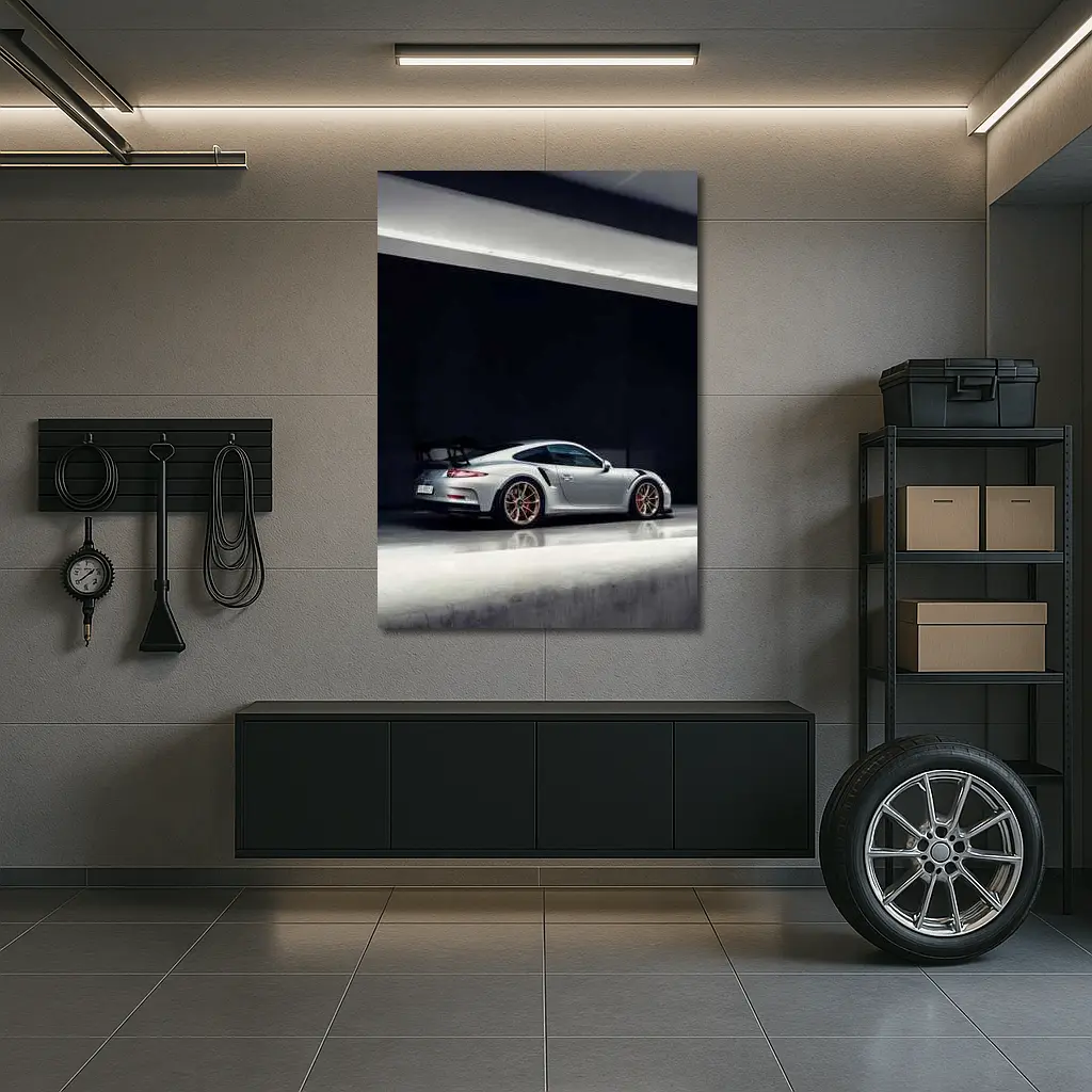 Porsche 911 GT3 RS Silver Garage – Wall Art