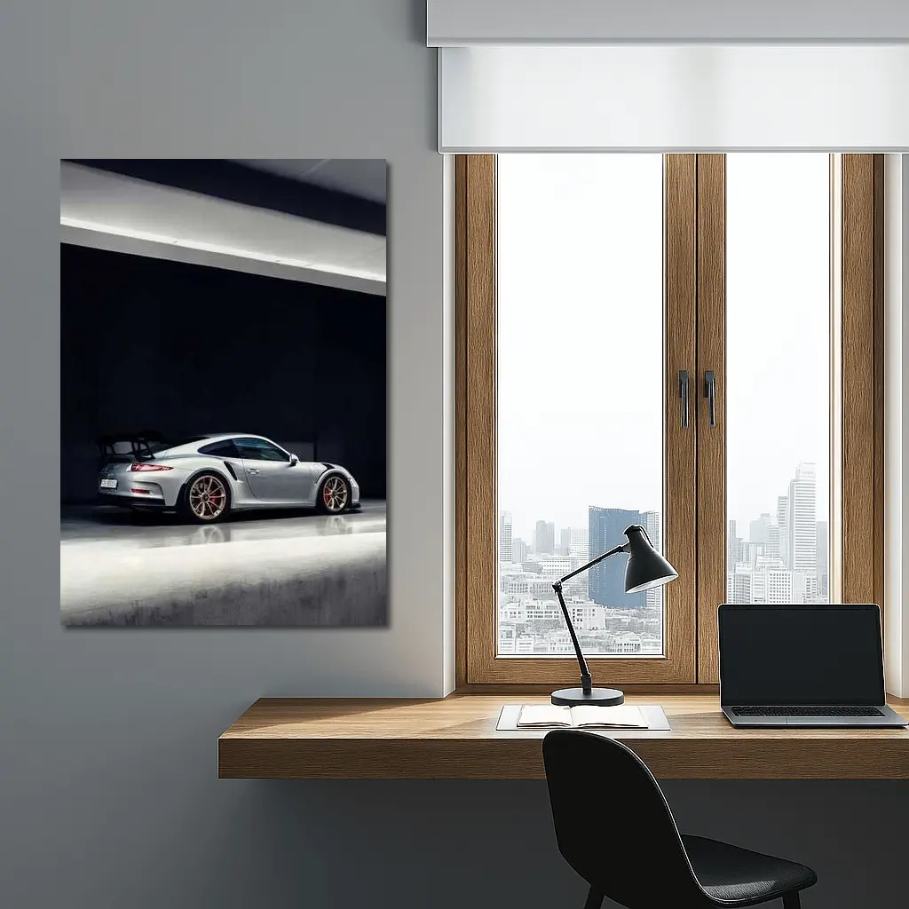Porsche 911 GT3 RS Silver Garage – Wall Art
