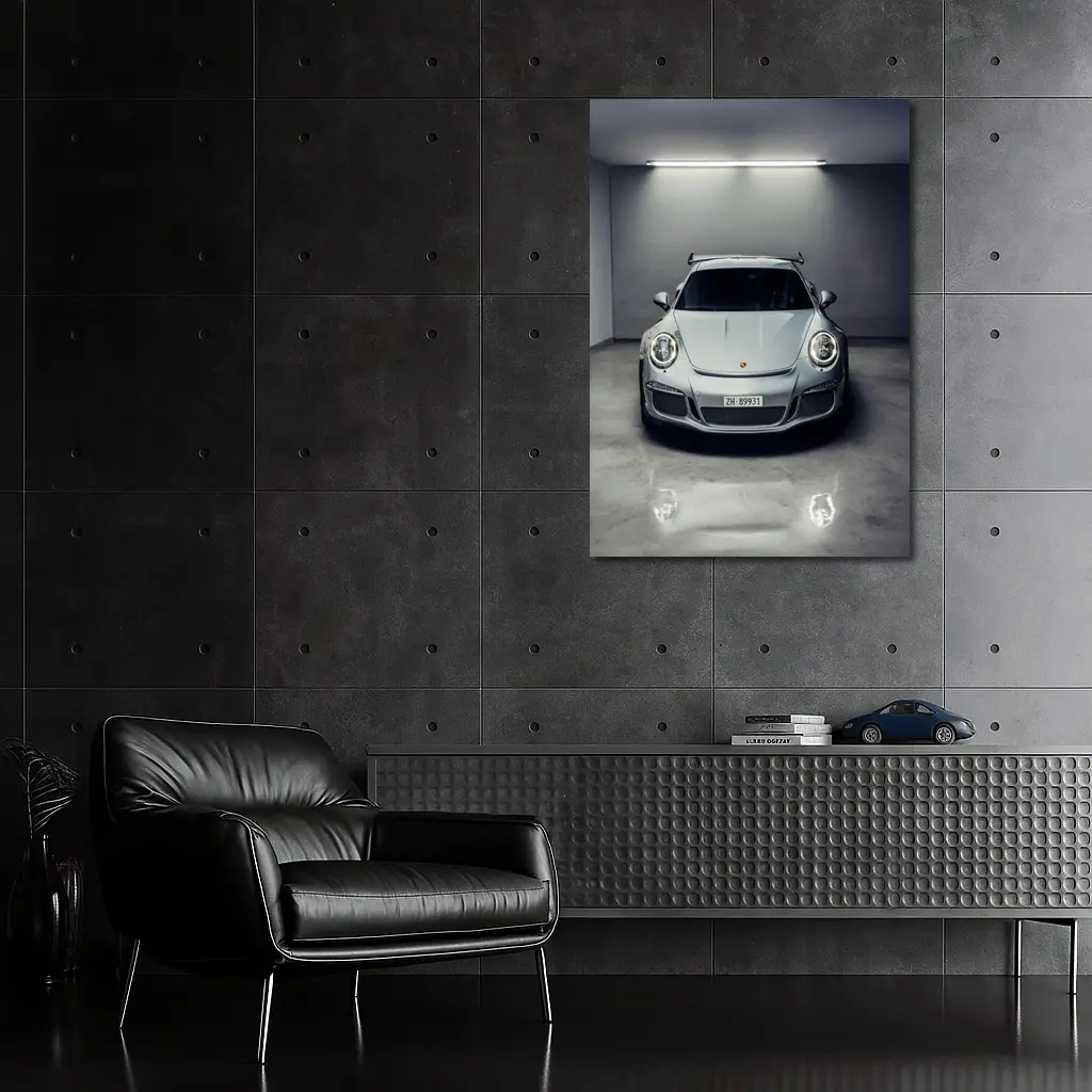 Porsche 911 GT3 RS Silver Garage – Wall Art