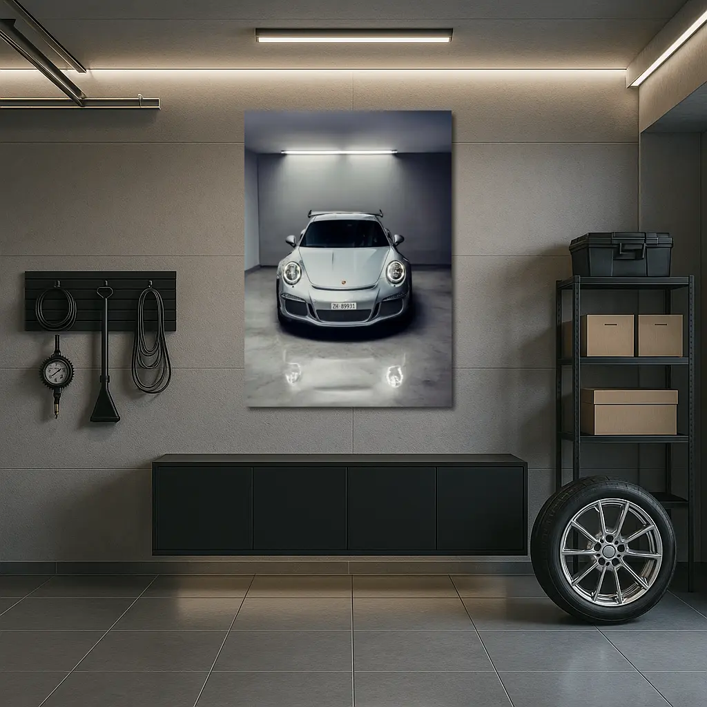 Porsche 911 GT3 RS Silver Garage – Wall Art