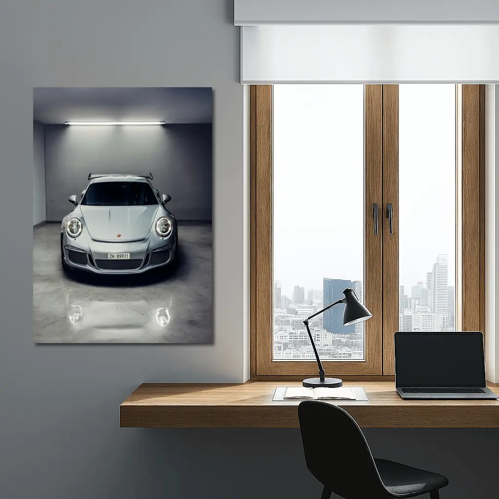 Porsche 911 GT3 RS Silver Garage – Wall Art