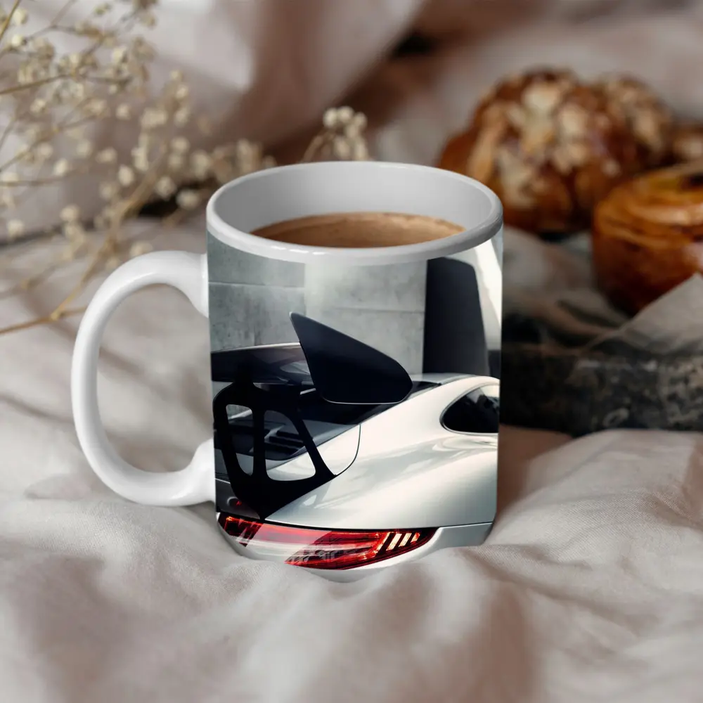 Porsche 911 GT3 White Rear Spoiler Detail – Mugs