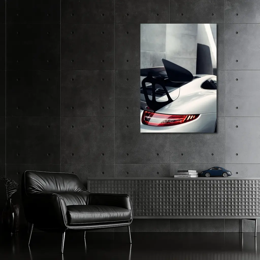 Porsche 911 GT3 White Rear Spoiler Detail – Wall Art