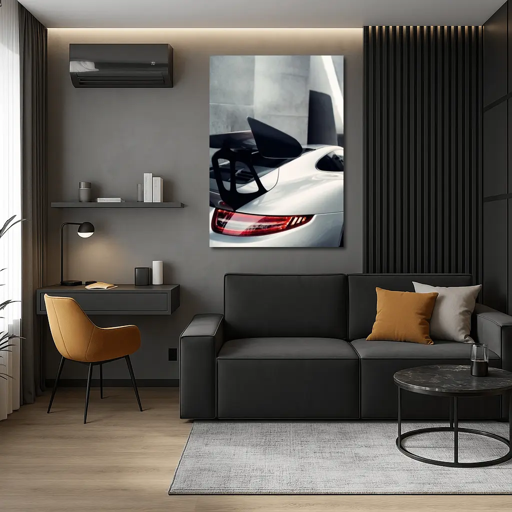 Porsche 911 GT3 White Rear Spoiler Detail – Wall Art