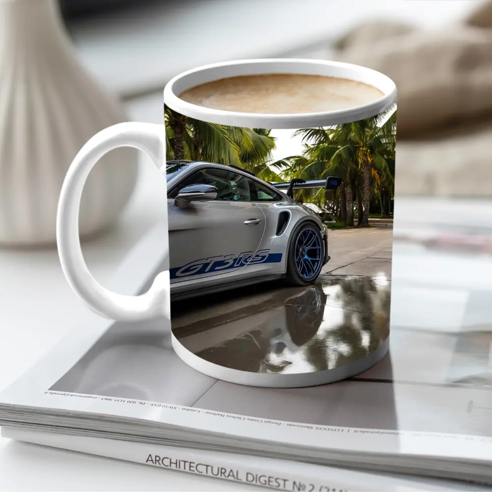 Porsche GT3 RS Gray Under Palm Trees – Mugs