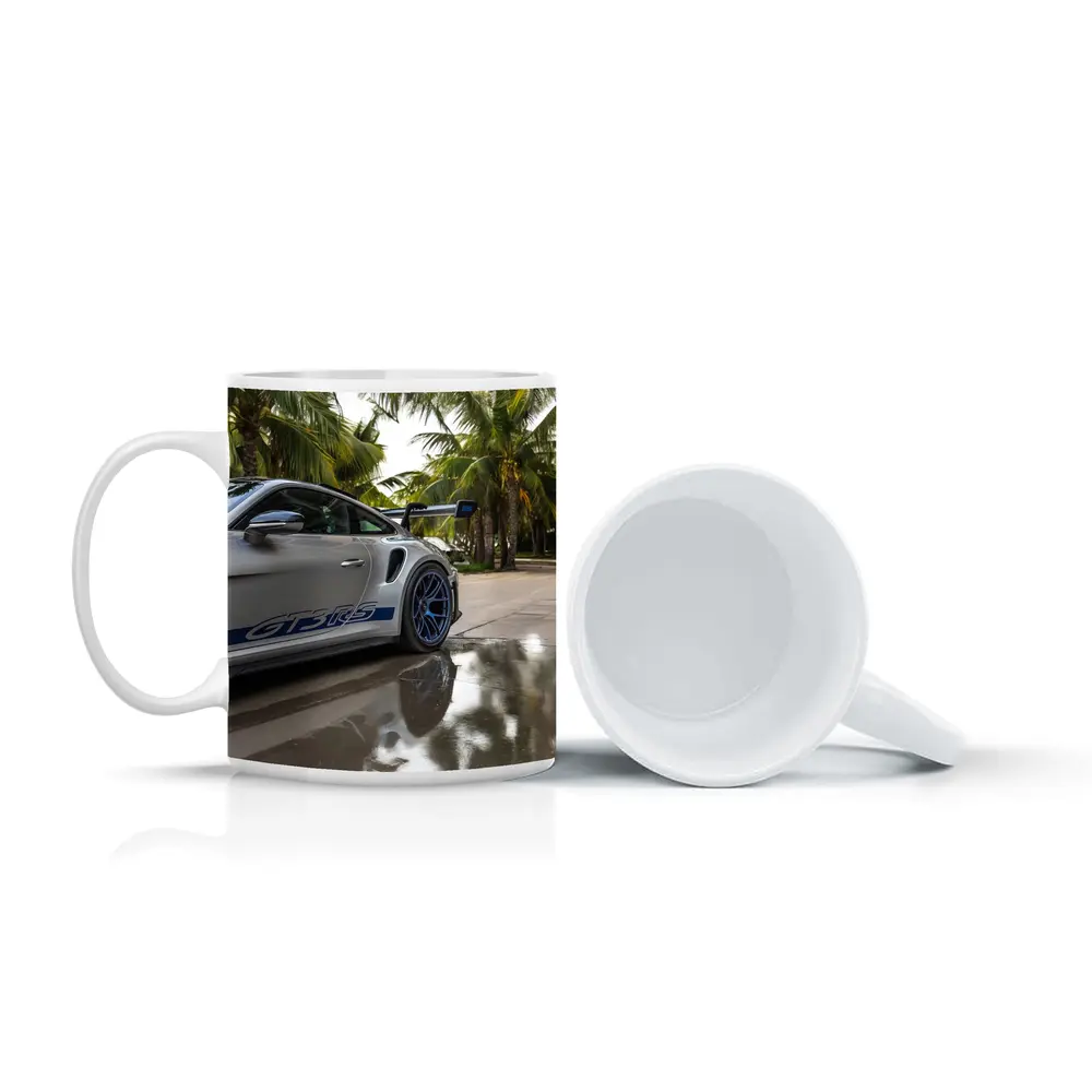Porsche GT3 RS Gray Under Palm Trees – Mugs