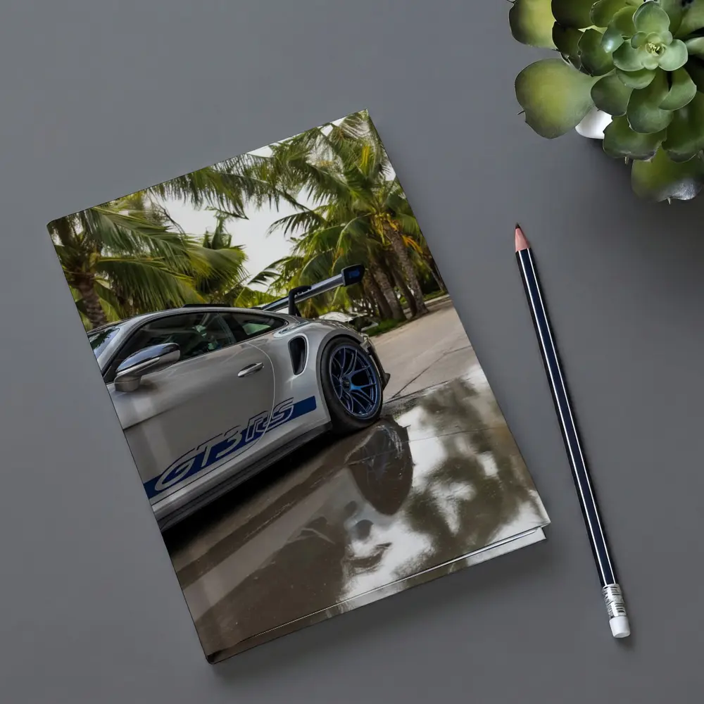 Porsche GT3 RS Gray Under Palm Trees – Notebooks