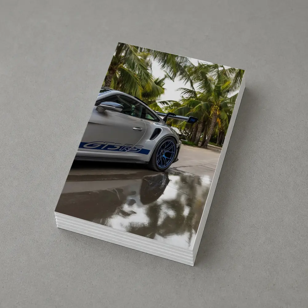 Porsche GT3 RS Gray Under Palm Trees – Postcards