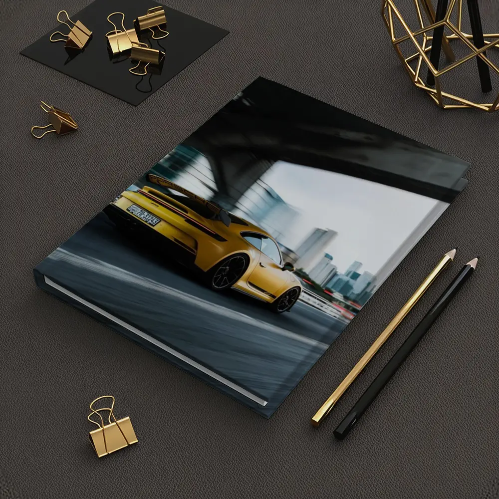Yellow Porsche GT3 Racing Through City – Notebooks