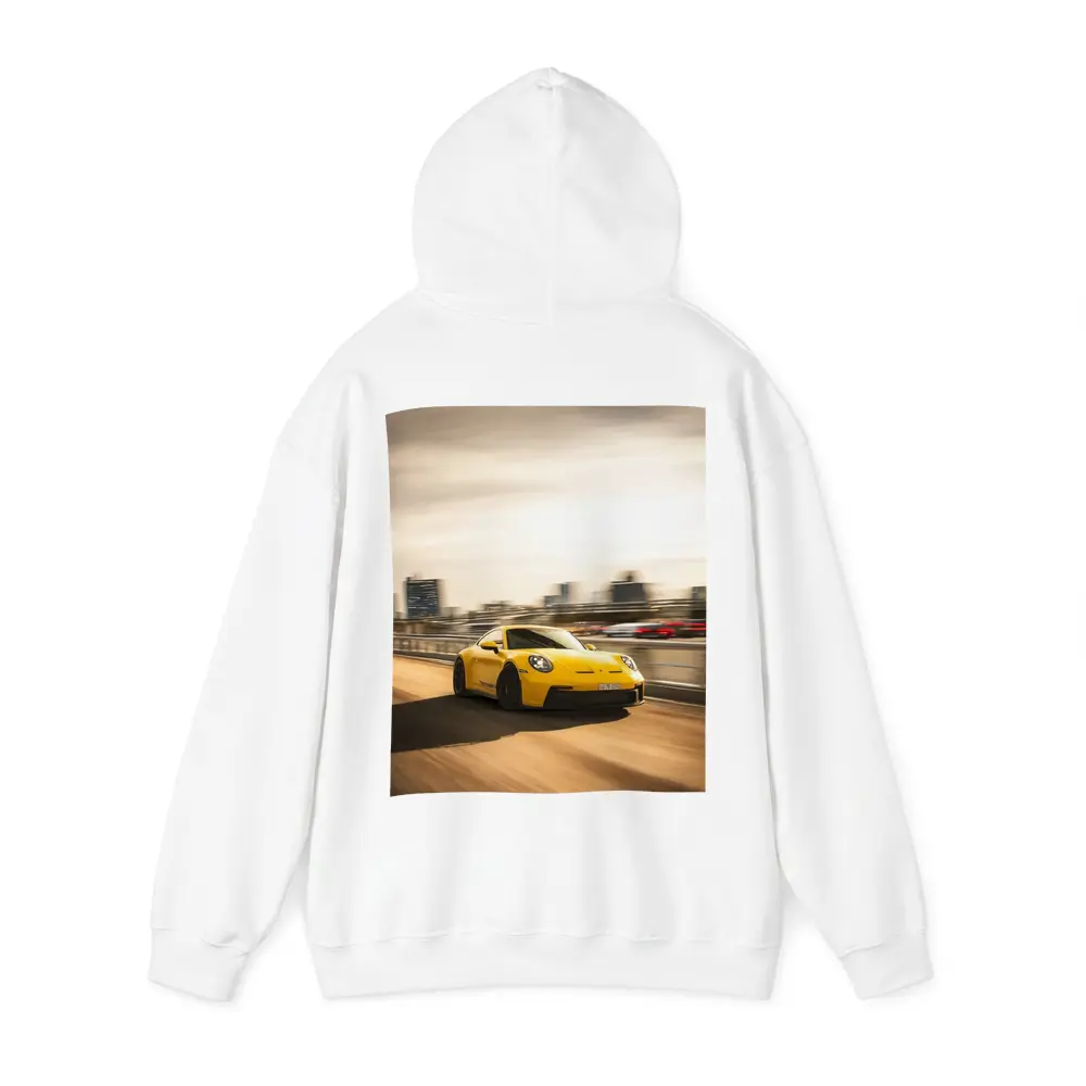 Yellow Porsche 911 GT3 Racing City Streets – Hoodies