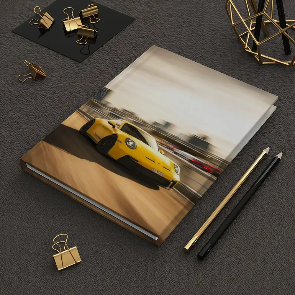 Yellow Porsche 911 GT3 Racing City Streets – Notebooks