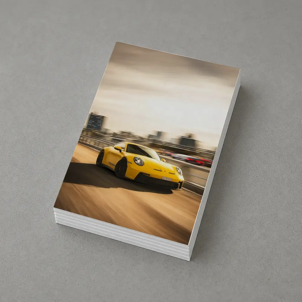 Yellow Porsche 911 GT3 Racing City Streets – Postcards