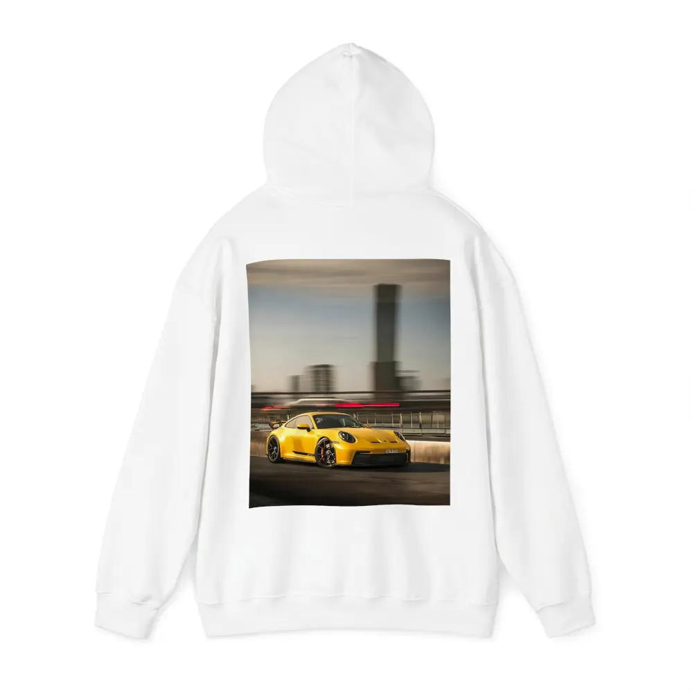 Yellow Porsche GT3 Racing Through City Streets – Hoodies