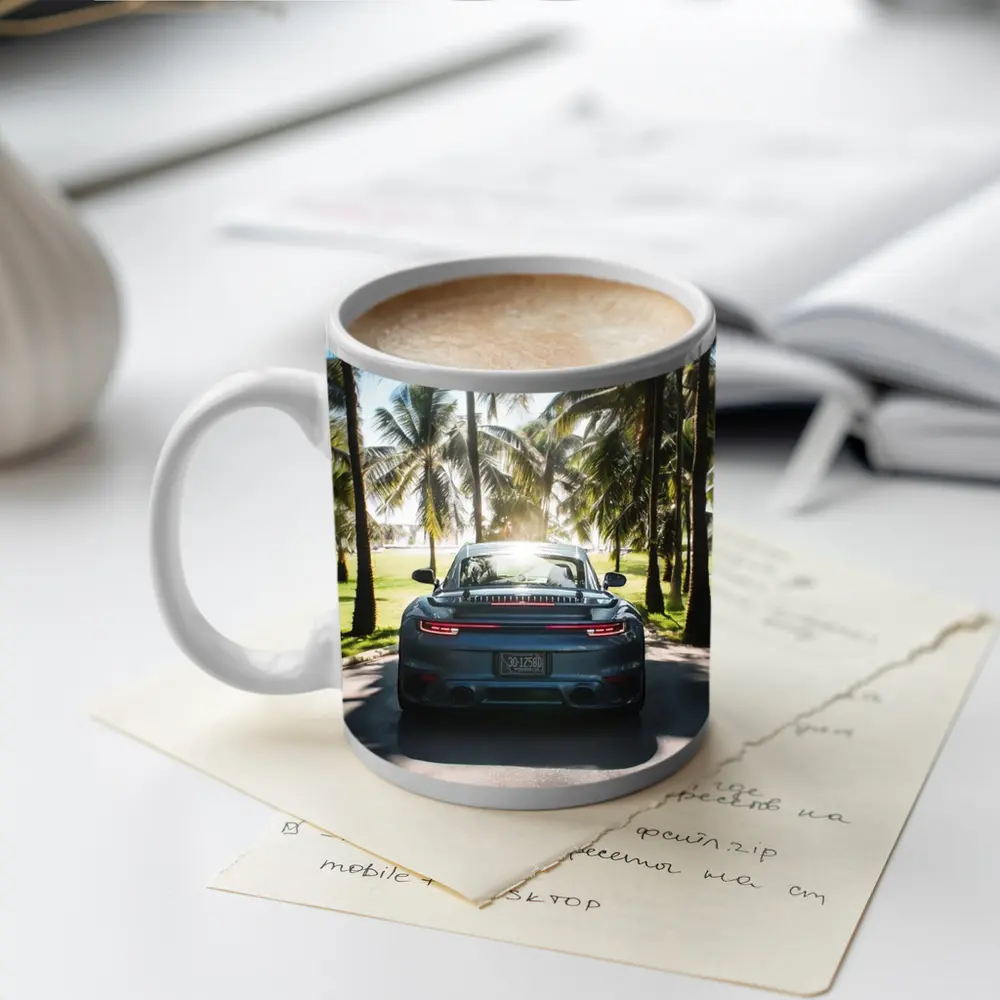 Porsche 911 Rear View Palm Trees – Mugs