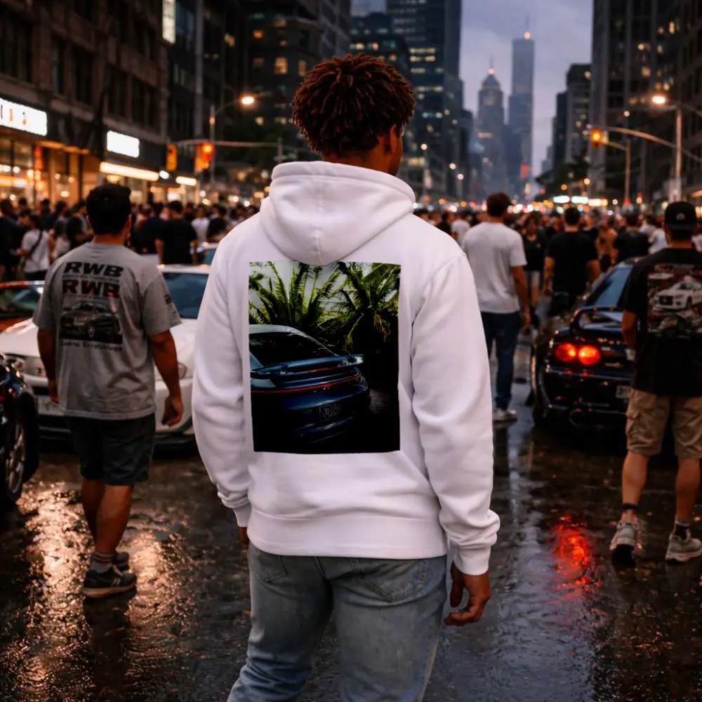 Porsche 911 Rear Blue Tropical Palm Trees – Hoodies