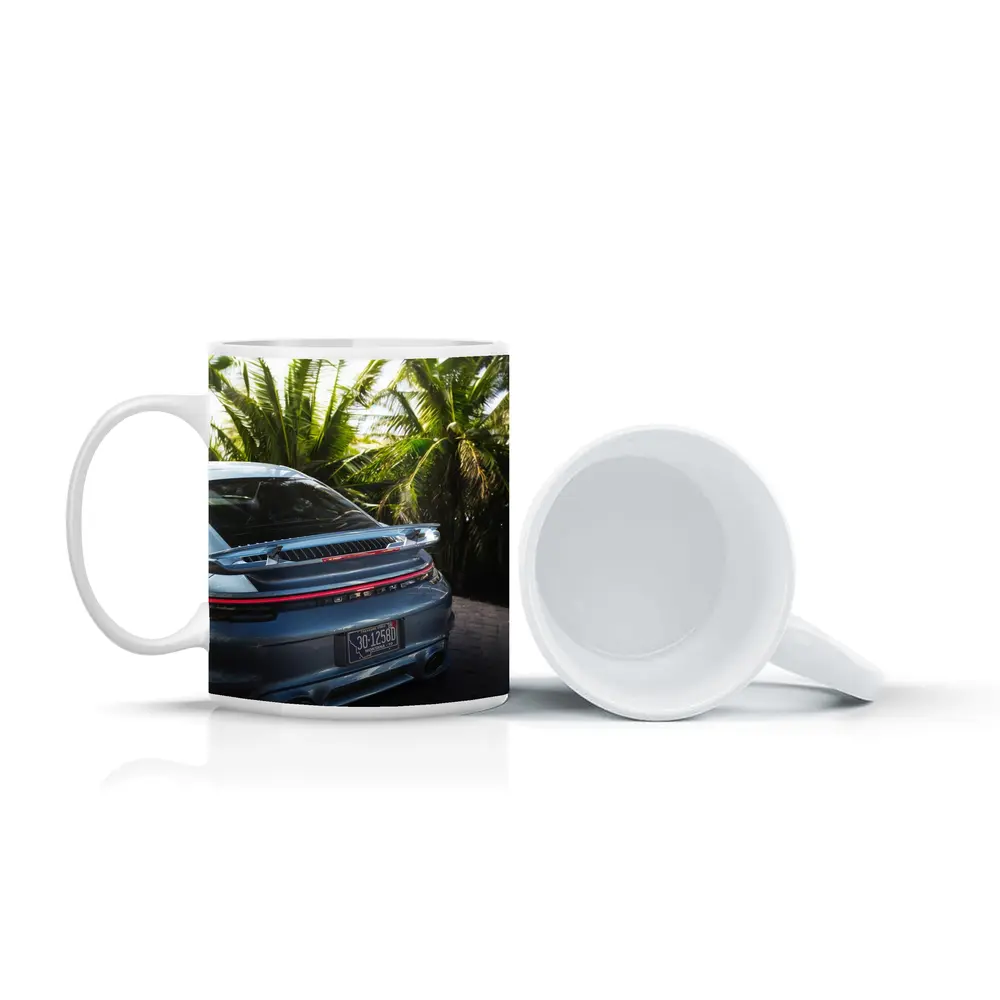 Porsche 911 Rear Blue Tropical Palm Trees – Mugs