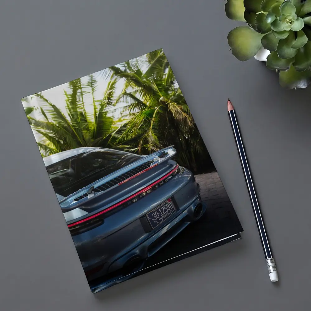 Porsche 911 Rear Blue Tropical Palm Trees – Notebooks