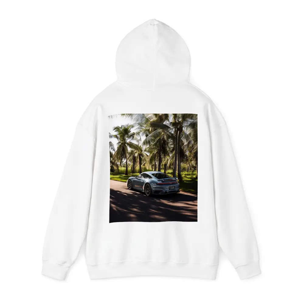 Porsche 911 Turbo Blue Among Palm Trees – Hoodies