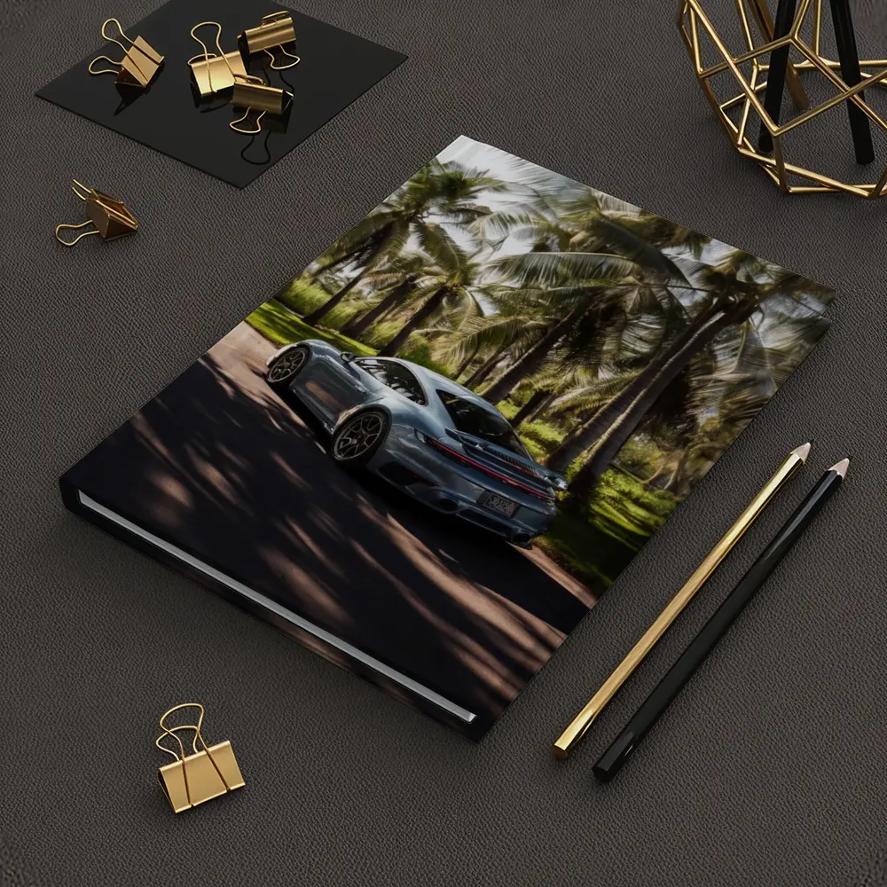 Porsche 911 Turbo Blue Among Palm Trees – Notebooks