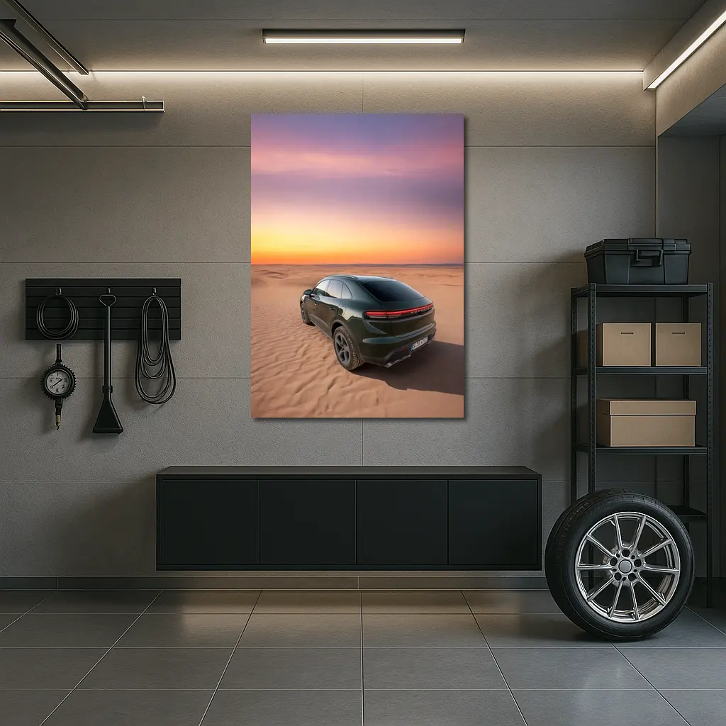 Porsche Macan Green Desert Sunset Dunes – Wall Art