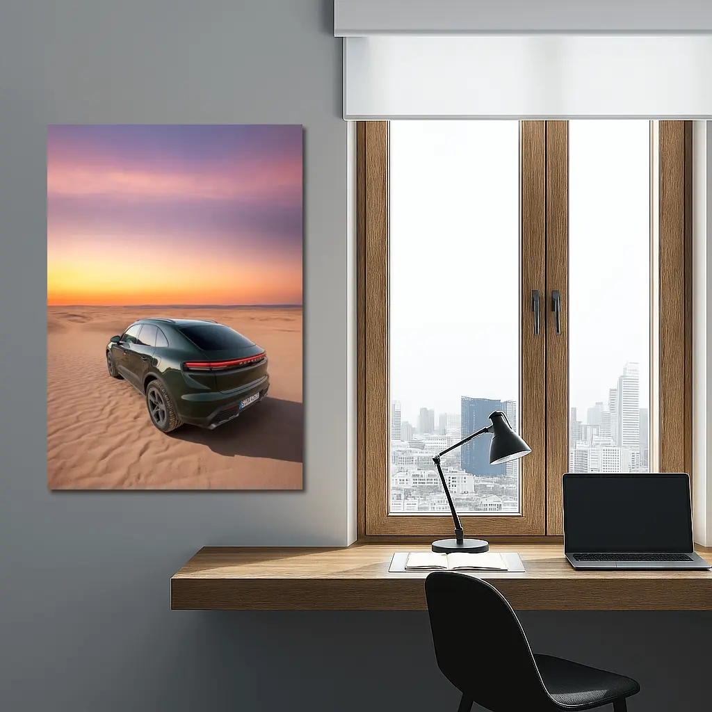Porsche Macan Green Desert Sunset Dunes – Wall Art