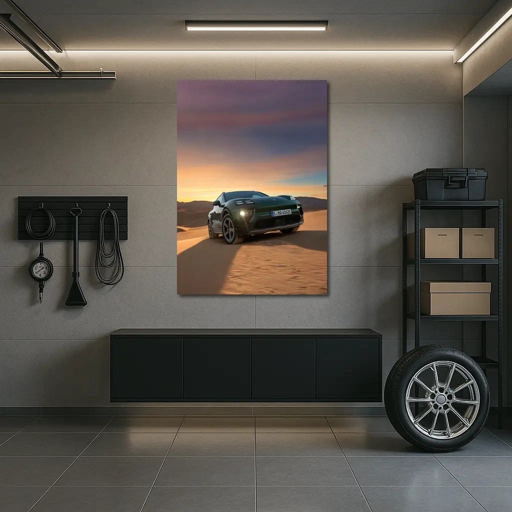 Porsche Macan Green Desert Sunset Dunes – Wall Art