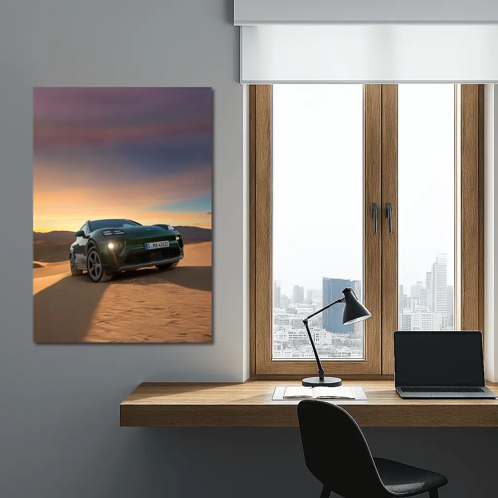 Porsche Macan Green Desert Sunset Dunes – Wall Art