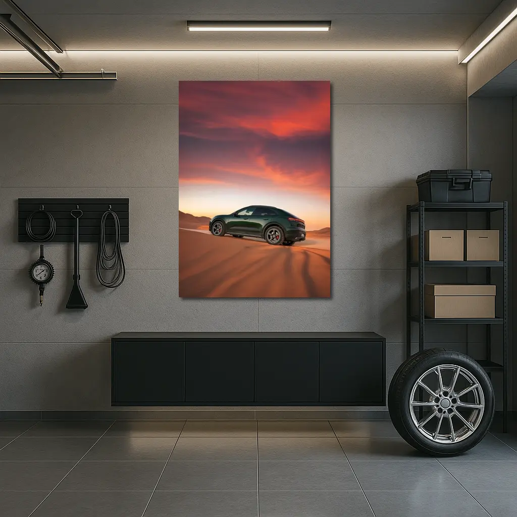 Porsche Macan Green Desert Sunset Dunes – Wall Art